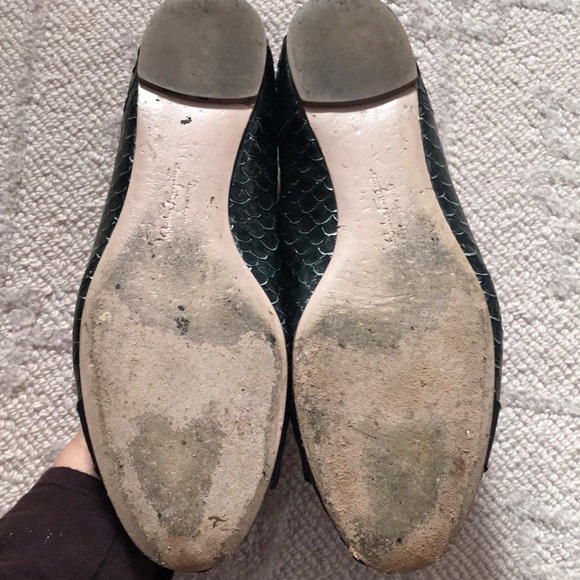 Ferragamo Python Leather Blue VarinA Flats 7 C - Picture 5 of 8